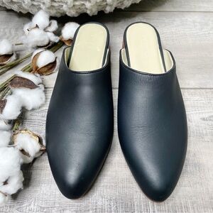 Nisolo Mariella Leather Slip On Heeled Mules Black Size 7M